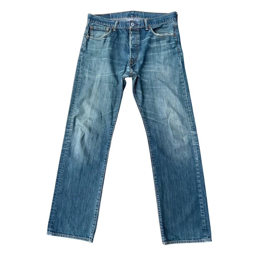 VTG Y2K Levi's 501 Button Fly Whiskered Distressed Workwear Skater Jeans 34x3